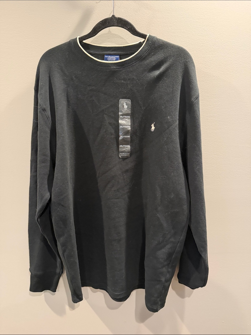 Polo by Ralph Lauren Black Long-Sleeve Crewneck with White Pony Accent